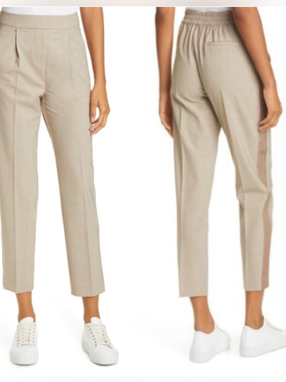 NWT Reiss Jay Pull On Stripe Jogger Oatmeal Wool Blend Sz. 4
